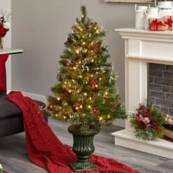 4ft. Pre-Lit Artificial Christmas Tree With Berries & Pinecones, Clear LED Lights -Michaels Shop D251262S 14