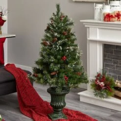 4ft. Pre-Lit Artificial Christmas Tree With Berries & Pinecones, Clear LED Lights -Michaels Shop D251262S 15