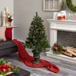 4ft. Pre-Lit Artificial Christmas Tree With Berries & Pinecones, Clear LED Lights -Michaels Shop D251262S 16