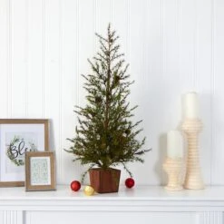 3ft. Unlit Alpine With Pinecones Artificial Potted Christmas Tree -Michaels Shop D251298S 3