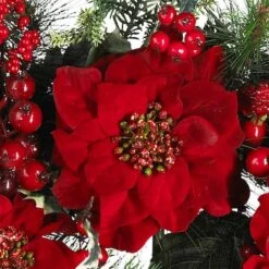 24" Red Poinsettia & Berry Wreath -Michaels Shop D251370S 13
