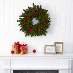 22" Pine, Pinecone & Berry Artificial Wreath -Michaels Shop D251375S 3