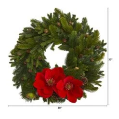 30" Magnolia, Pine & Pinecone Artificial Wreath -Michaels Shop D251385S 2