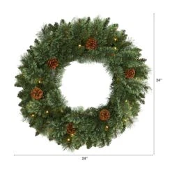 24" LED White Mountain Pine Artificial Christmas Wreath -Michaels Shop D251387S 2