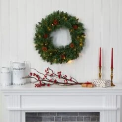 24" LED White Mountain Pine Artificial Christmas Wreath -Michaels Shop D251387S 4