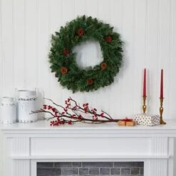24" LED White Mountain Pine Artificial Christmas Wreath -Michaels Shop D251387S 5