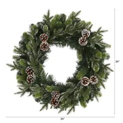 24" Pre-Lit Snowed Pinecone Artificial Christmas Wreath -Michaels Shop D251391S 2