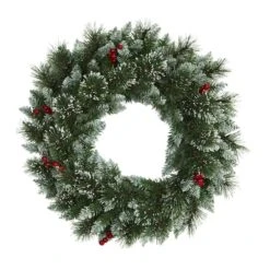24" LED Frosted Swiss Pine & Berry Artificial Wreath -Michaels Shop D251393S 3