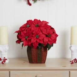 18" Potted Poinsettia With Decorative Vase -Michaels Shop D252169S 15