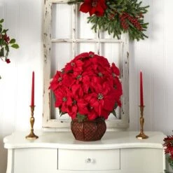 22" Potted Poinsettia With Decorative Planter -Michaels Shop D252170S 16