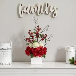 24" Potted Hydrangea, Rose & Berry Arrangement -Michaels Shop D252171S 13