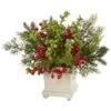 12" Potted Holiday Berry & Pine Artificial Arrangement -Michaels Shop D252172S 11