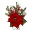 14" Potted Poinsettia, Pine & Berry Artificial Arrangement -Michaels Shop D252175S 11