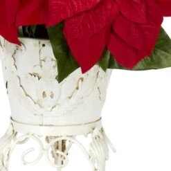 21" Potted Poinsettia With White Metal Planter -Michaels Shop D252177S 13