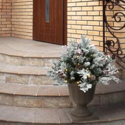 18" Snowy Bedford Urn Filler With Battery Operated LED Lights -Michaels Shop D252347S 2