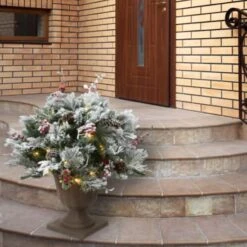 22" Snowy Bedford Urn Filler With Battery Operated LED Lights -Michaels Shop D252348S 2