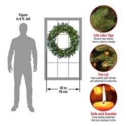 30" Cool White LED Memory-Shape® Norwood Fir Wreath -Michaels Shop D252481S 16
