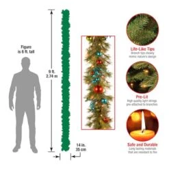 9ft. Pre-Lit LED Retro Red & Blue Ornament Garland -Michaels Shop D252609S 14