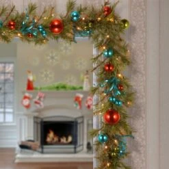 9ft. Pre-Lit LED Retro Red & Blue Ornament Garland -Michaels Shop D252609S 2