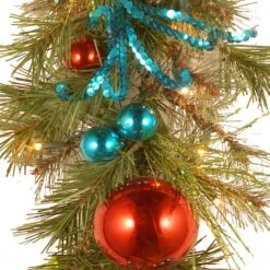 9ft. Pre-Lit LED Retro Red & Blue Ornament Garland -Michaels Shop D252609S 3