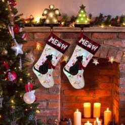 Glitzhome® 21" LED Cat Christmas Stockings, 2ct. -Michaels Shop D252863S 2