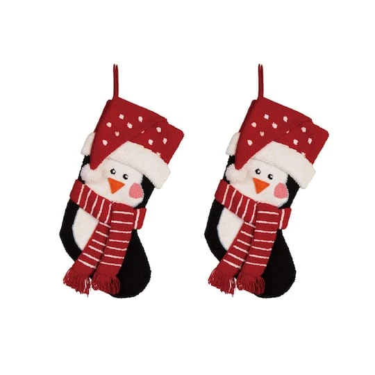 Glitzhome® 19" Penguin Christmas Stockings, 2ct. 4 Glitzhome® 19" Penguin Christmas Stockings, 2ct. - Image 2