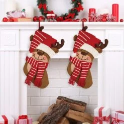 Glitzhome® 19" Reindeer Stockings, 2ct. -Michaels Shop D252869S 2