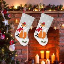 Glitzhome® 20" Fox Christmas Stockings, 2ct. -Michaels Shop D252873S 2