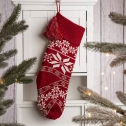 Glitzhome® Red Snowflake Tree Skirt & Stockings Set -Michaels Shop D252885S 3