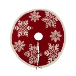 Glitzhome® Red Snowflake Tree Skirt & Stockings Set -Michaels Shop D252885S 4