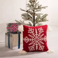 Glitzhome® Knitted Snowflake Red Pillow Covers, 2ct. -Michaels Shop D252901S 2