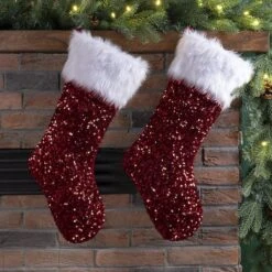 Glitzhome® 21" Red Sequin Christmas Stocking, 2ct. -Michaels Shop D252910S 2