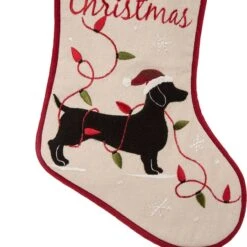 Glitzhome® 21" Dachshund Fabric Christmas Stocking -Michaels Shop D252946S 6