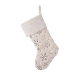 Glitzhome® 21" White Plush With Snowflake Christmas Stocking -Michaels Shop D252957S 8