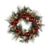 Glitzhome® 24" Pre-Lit Berry, Holly, Pinecone & Red Ornament LED Wreath -Michaels Shop D253608S 1