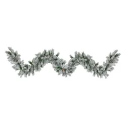 Northlight 9ft. White & Green Flocked Angel Pine With Pinecones Garland -Michaels Shop D253723S 11