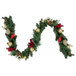 Northlight 6ft. Red & Gold Pre-Decorated Ornaments & Pinecones Garland -Michaels Shop D253729S 11