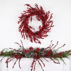 Northlight 22" Red & Brown Berry Christmas Wreath -Michaels Shop D253731S 13