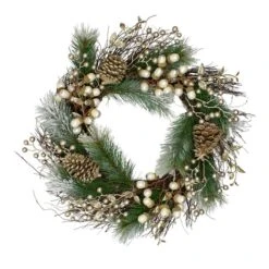 Northlight 22" Acorn, Pinecone & Flocked Pine Needle Wreath -Michaels Shop D253766S 1 1
