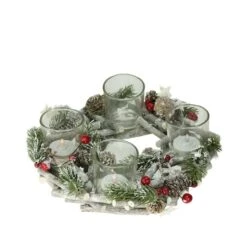 Northlight 10" Frosted Berries & Branches Votive Candle Holder