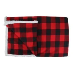 Northlight Black & Red Buffalo Plaid Christmas Throw Cover With Sherpa Backing -Michaels Shop D253945S 11