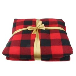 Northlight Black & Red Buffalo Plaid Christmas Throw Cover With Sherpa Backing -Michaels Shop D253945S 13
