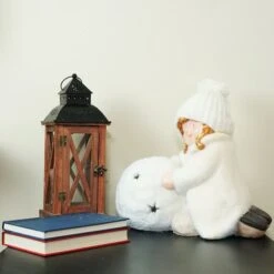 Northlight 12.5" White Tealight Snowball With Kneeling Girl Candle Holder -Michaels Shop D253992S 2