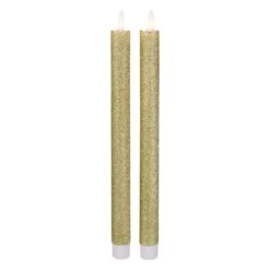 Northlight 12" Gold Glittered Flameless Taper Candles, 2ct. -Michaels Shop D253996S 11