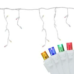 Northlight 100ct. LED Wide Angle Icicle Christmas Lights With White Wire Multicolor -Michaels Shop D254013S 12