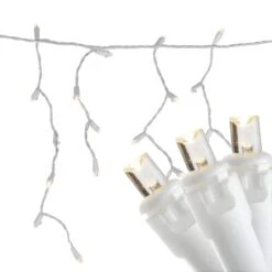 Northlight 100ct. LED Wide Angle Icicle Christmas Lights With White Wire Warm White -Michaels Shop D254024S 1 1