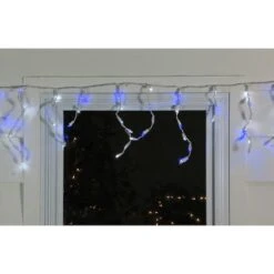 Northlight 100ct. LED Wide Angle Icicle Christmas Lights With White Wire Blue/Pure White -Michaels Shop D254028S 13