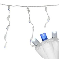 Northlight 100ct. LED Wide Angle Icicle Christmas Lights With White Wire Blue/Pure White -Michaels Shop D254028S 2