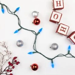 Northlight 70ct. LED Faceted C6 Christmas String Lights Blue -Michaels Shop D254077S 13