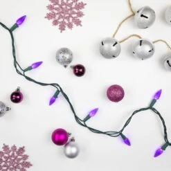 Northlight 70ct. LED Faceted C6 Christmas String Lights Purple -Michaels Shop D254082S 3